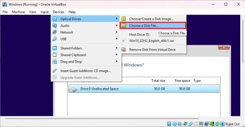 So binden Sie eine ISO-Datei in VirtualBox unter Windows 11 und 10 ein.