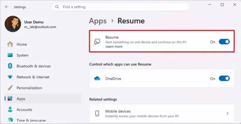 Come abilitare la ripresa delle app Android su Windows 11