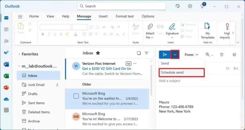 كيفية جدولة البريد الإلكتروني في تطبيق Outlook