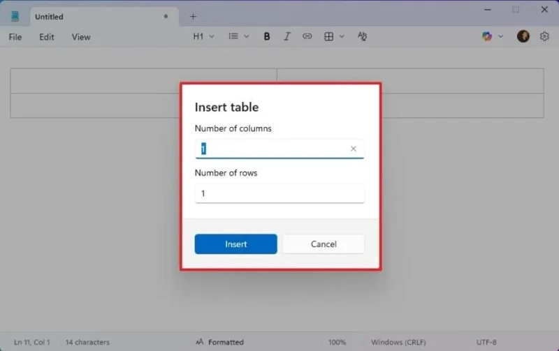 Come creare tabelle in Blocco note per Windows 11