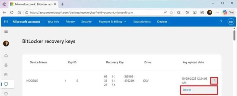 Come eliminare la chiave di ripristino di BitLocker dall'account Microsoft su Windows 11