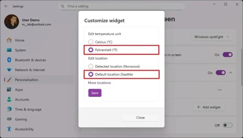 Come visualizzare le previsioni del tempo solo sulla schermata di blocco di Windows 11