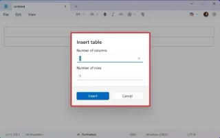 如何在 Windows 11 版記事本中建立表格