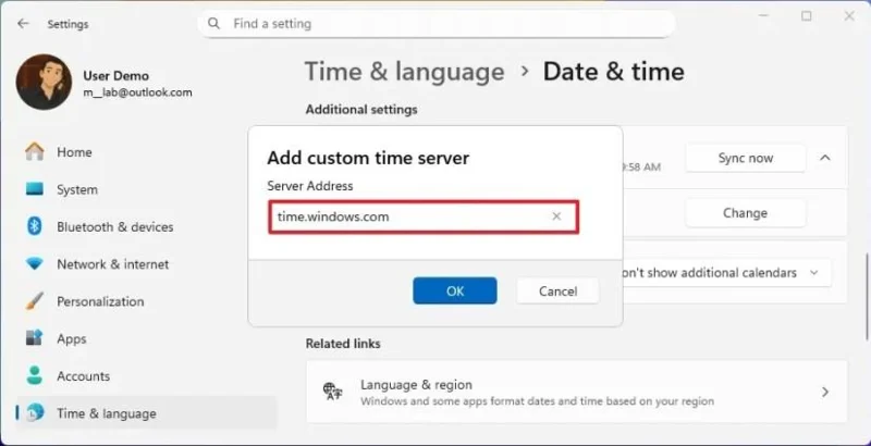 Come cambiare il server orario su Windows 11