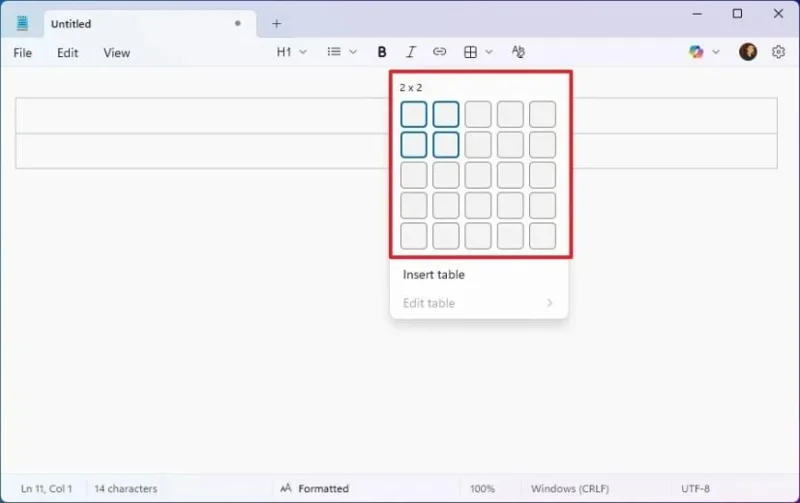 Come creare tabelle in Blocco note per Windows 11
