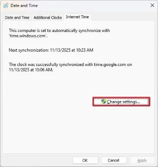 Come cambiare il server orario su Windows 11