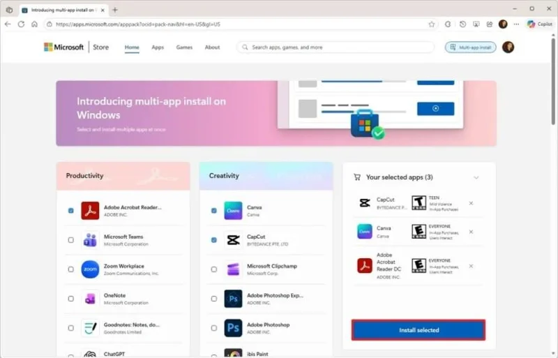 Cómo instalar aplicaciones de forma masiva usando Microsoft Store en Windows 11 Cómo instalar aplicaciones de forma masiva usando Microsoft Store en Windows 11