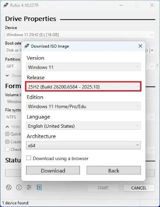 วิธีสร้างสื่อติดตั้ง Windows 11 25H2 บน USB ที่สามารถบูตได้