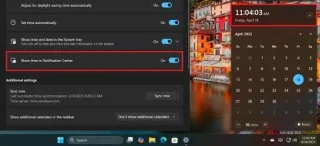 La build 22635.5240 per Windows 11 introduce un nuovo orologio con i secondi nel Centro notifiche (Beta).