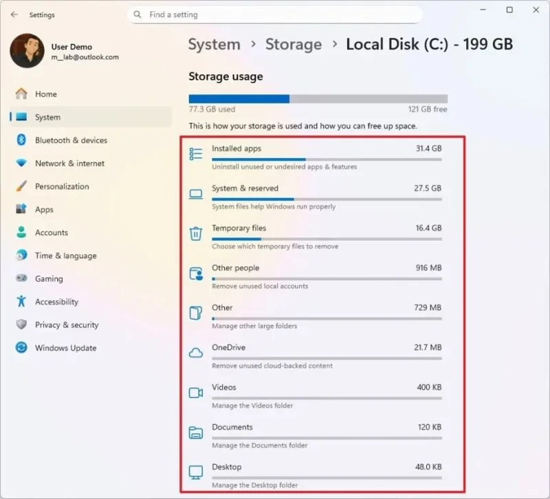 Come vedere cosa occupa spazio sul disco rigido in Windows 11