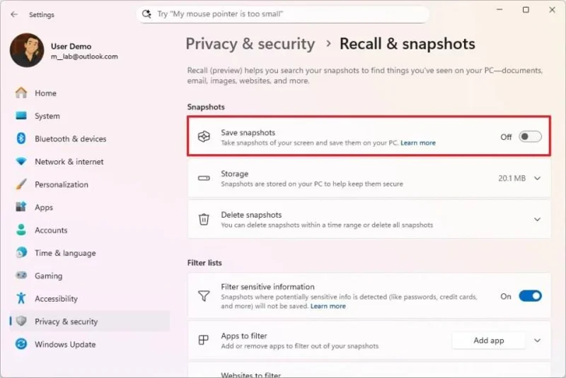 4 modi rapidi per disabilitare definitivamente la funzione Richiamo di Windows su Windows 11