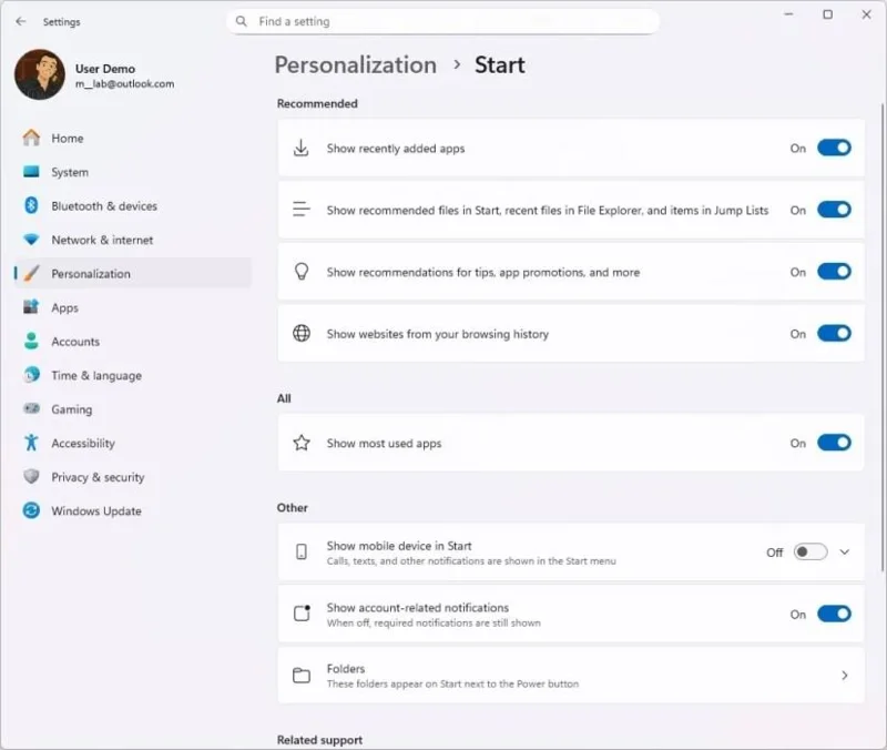 Windows 11 ha un nuovo menu Start con un design unificato
