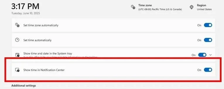 La build 26200.5651 (KB5060818) per Windows 11 aggiunge l'orologio alle notifiche, all'esportazione dei richiami e altro ancora (Dev)