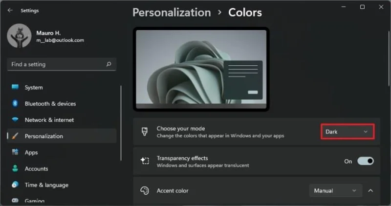 Come attivare la modalità scura su Windows 11