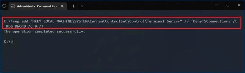 Come abilitare Desktop remoto tramite Prompt dei comandi su Windows 10