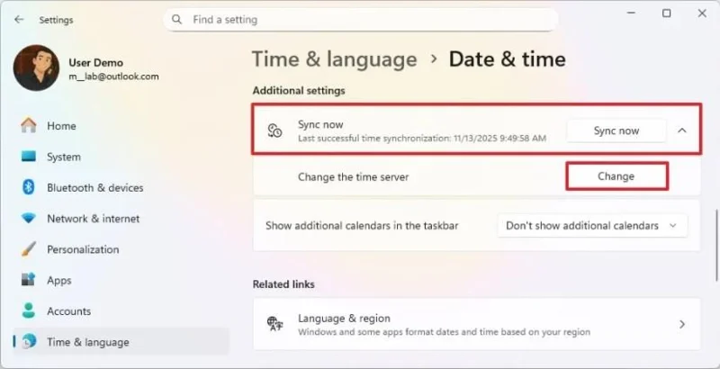 Come cambiare il server orario su Windows 11