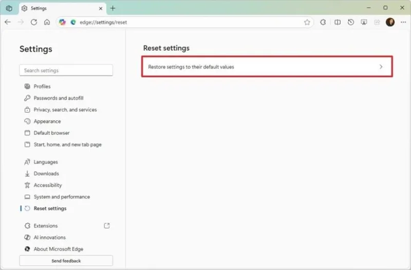 如何在 Microsoft Edge 中將設定重設為預設值