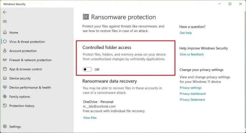 Come attivare la protezione anti-ransomware su Windows 11