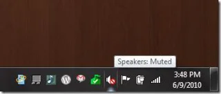 Silenciar el audio haciendo clic en el icono de la bandeja de volumen del sistema en Windows 7