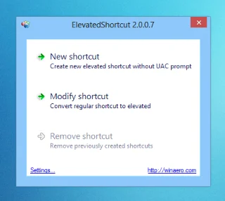 Deshabilitar las solicitudes de UAC para ciertas aplicaciones de Windows con ElevatedShortcut