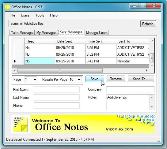 LAN (ローカル エリア ネットワーク) 内の同僚に Office ノートを送信する