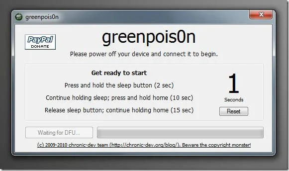 Загрузите джейлбрейк Greenpoison iOS 4.1 для iPhone 4 / 3GS
