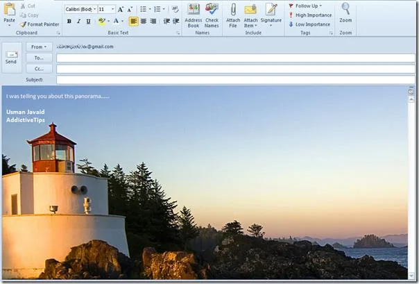 Outlook 2010: Hintergrundbild im E-Mail-Erstellungsfenster hinzufügen