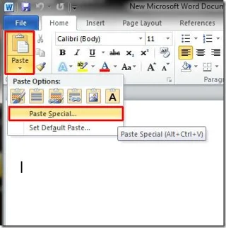 Datenblatt aus Excel 2010 in Word-Dokument einbetten