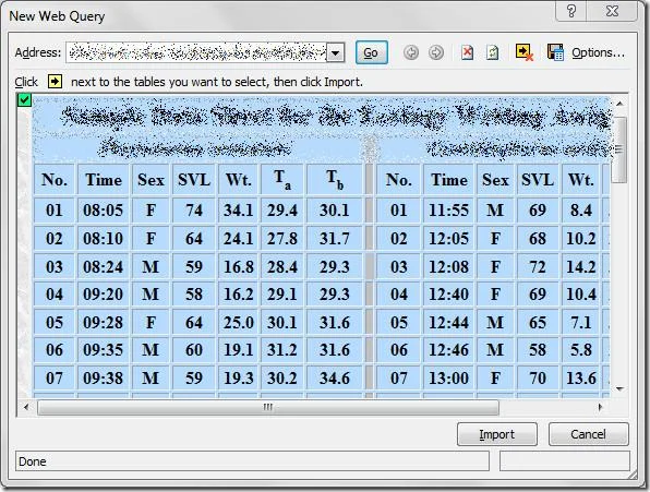 Excel 2010: Webdatenblatt importieren und darauf zugreifen