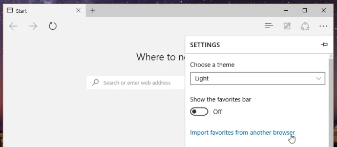 Habilitar la barra de favoritos e importar favoritos en el navegador Edge (Windows 10)