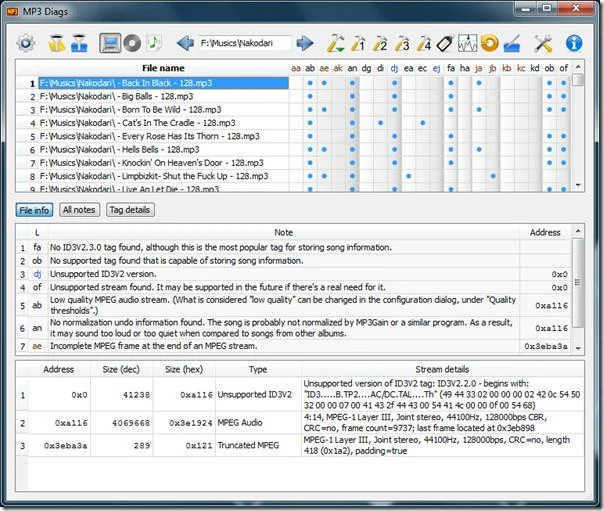 Mp3 Diags: Risolvi fino a 50 problemi con i file audio Mp3