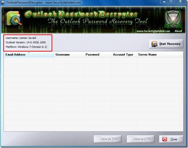 Recupera le password di Outlook con OutlookPasswordDecrypter