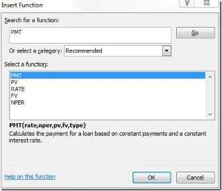 Excel 2010 PMT (Zahlungsfunktion)