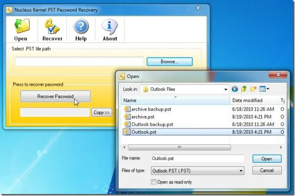 Stellen Sie das Outlook-PST-Dateikennwort mit Nucleus Kernel PST Password Recovery wieder her