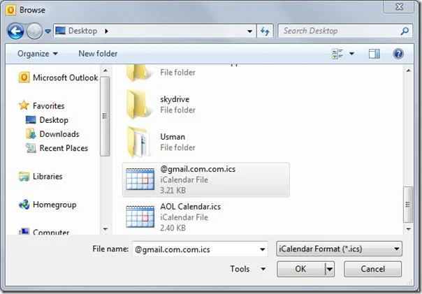 Importieren Sie den Google- und AOL-Kalender in Outlook 2010