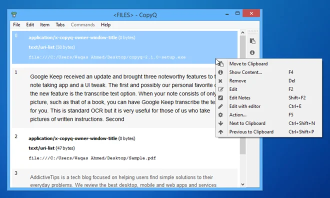 CopyQ: Gestor del portapapeles que guarda tu historial y admite scripts