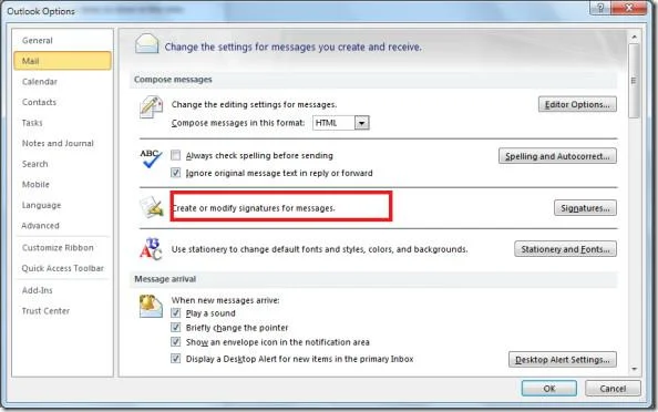 Come aggiungere firme in Outlook 2010