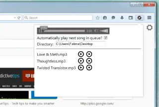 Riproduci musica da qualsiasi cartella o dalla tua libreria musicale in Firefox