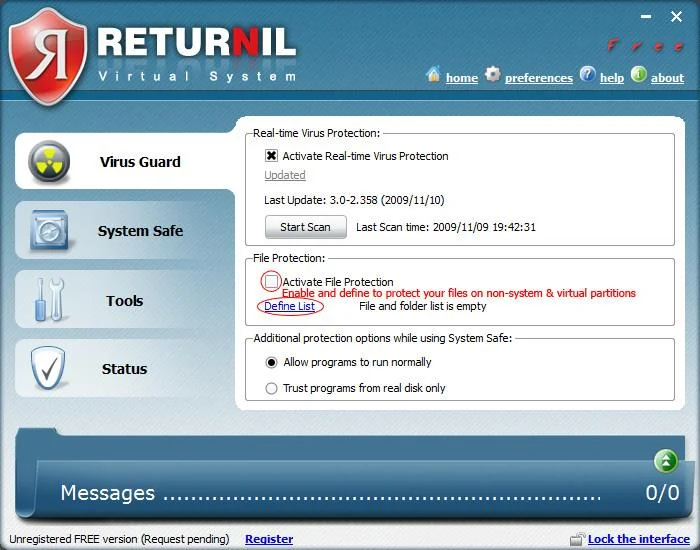 Returnil Virtual System 2010: virtualice su sistema