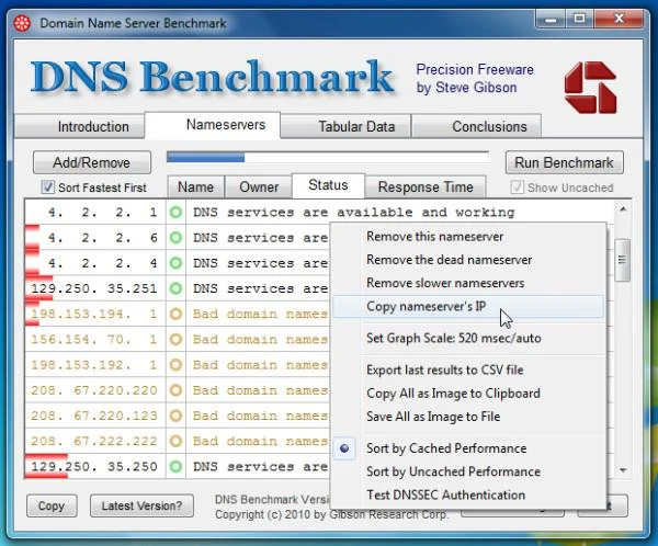 DNS Benchmark: Cómo probar y elegir el DNS más rápido