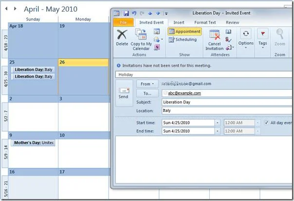 Nationale Feiertage im Outlook-Kalender hinzufügen