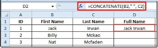 Excel 2010: Zellen zusammenführen (Verkettung)