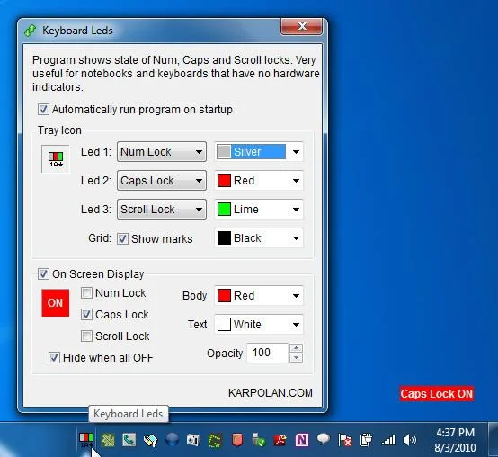 Mostrar los LED del teclado en la bandeja del sistema de Windows