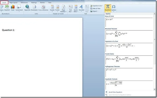 Fügen Sie mathematische Gleichungen mit dem Formel-Editor von Word 2010 hinzu