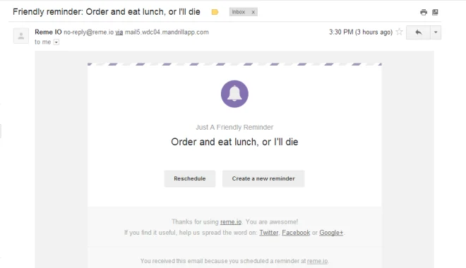 Reme.IO è un semplice servizio di promemoria che funziona con la tua email