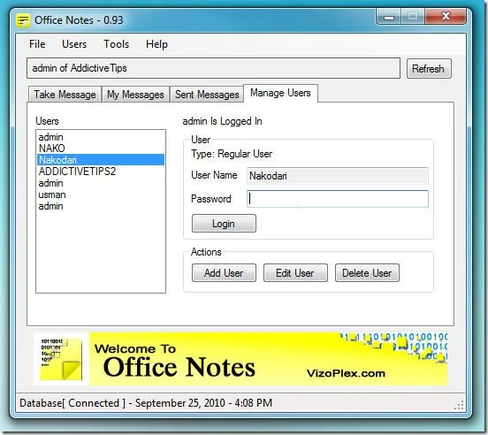 LAN (ローカル エリア ネットワーク) 内の同僚に Office ノートを送信する