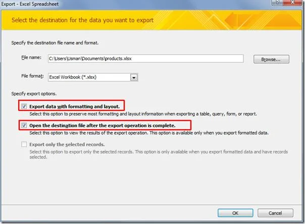 Access 2010: Esporta tabella database in Excel 2010