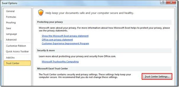 Aktivieren Sie alle Makros in Excel 2010