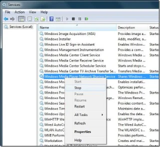 Reparar wmpnetwk.exe en Windows 7