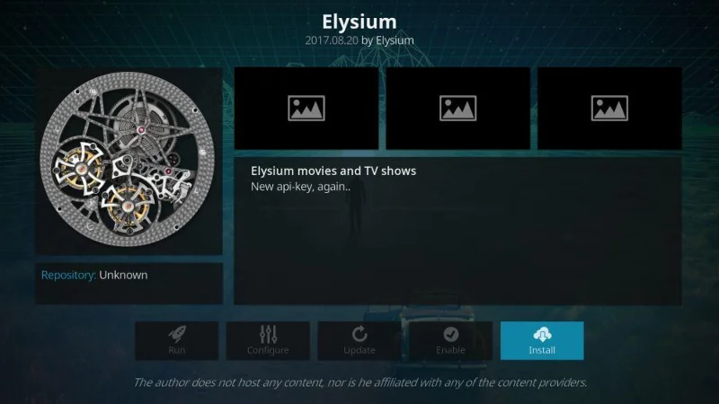 Как установить дополнение Elysium Kodi, несколько рабочих репозиториев